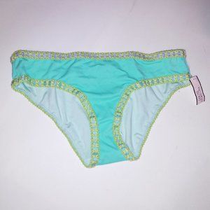 Victoria Secret Swim Bikini Bottom XS Hipster Aqua Seafoam Glow Macrame Solid